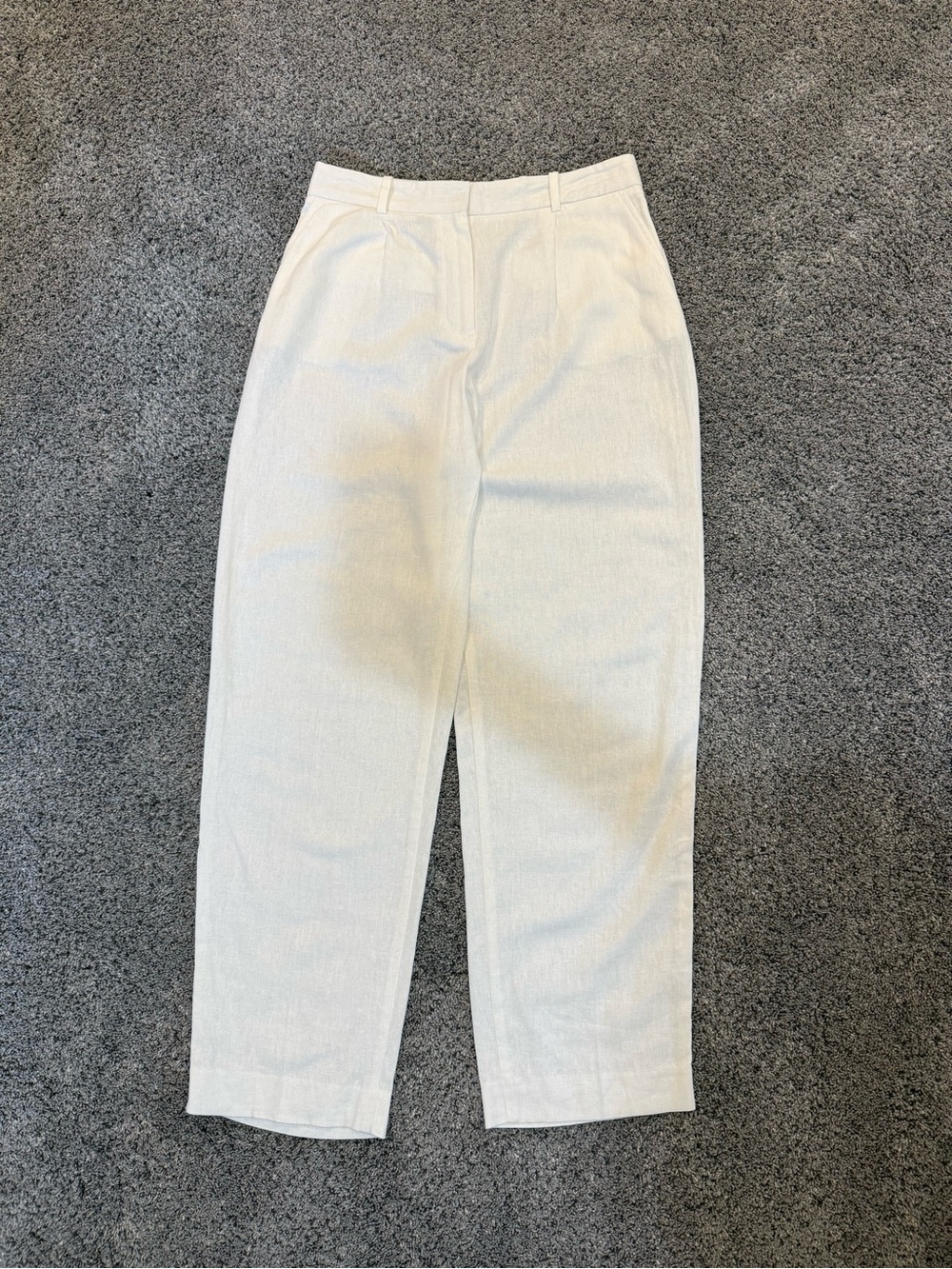 Zara White Straight-Leg High-Rise Trousers